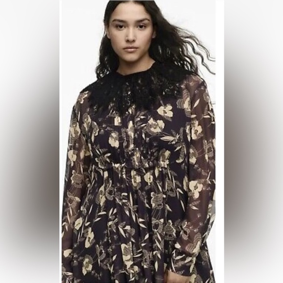 Zara Studio Collection AW21 Limited Edition Lace Trim Floral Print Dress, NWT, M - Picture 3 of 8